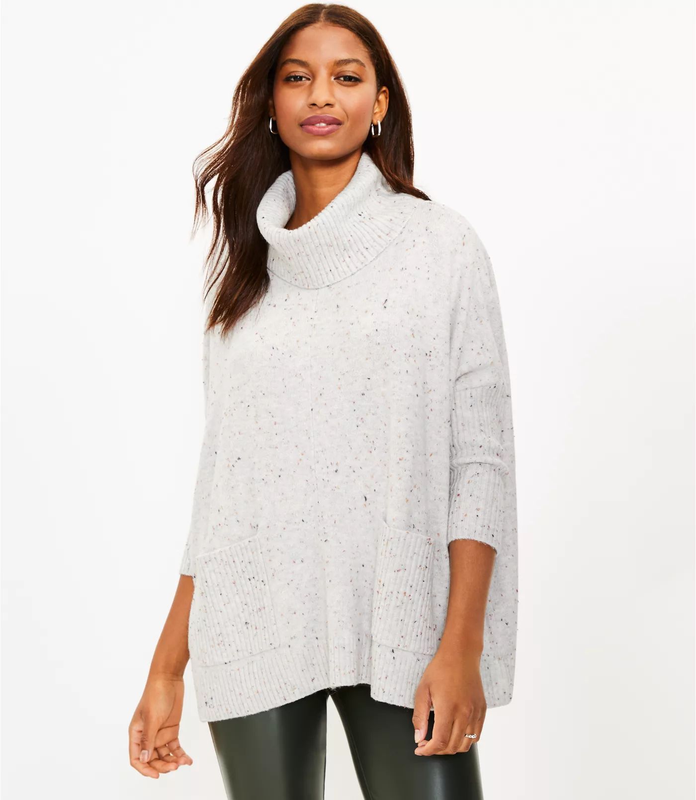 Petite Flecked Pocket Poncho Sweater | LOFT