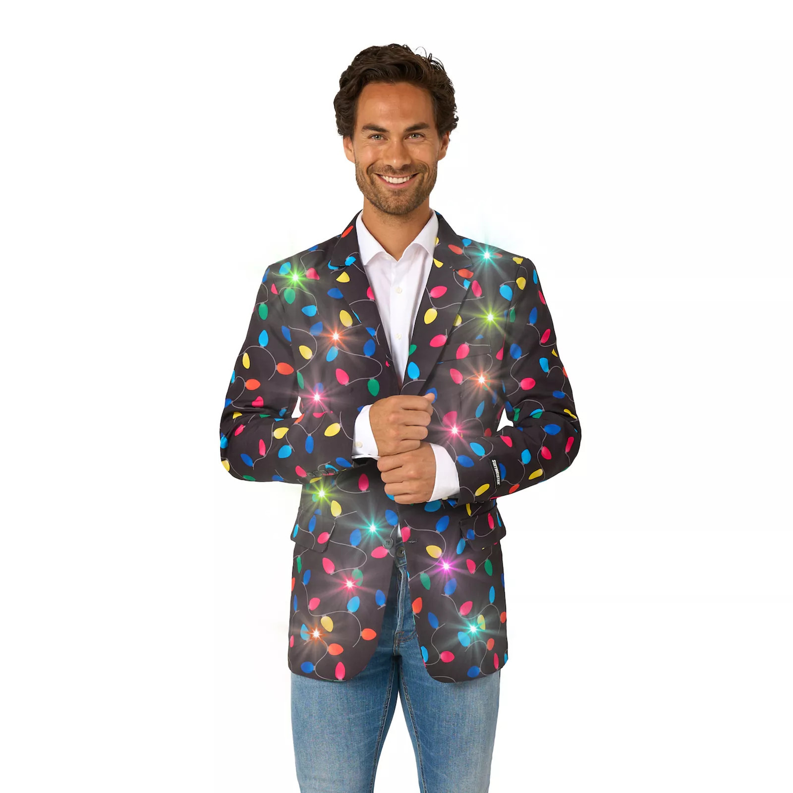 Men's OppoSuits X-Mas Lights Light Up Blazer, Size: Medium, Black | Kohl's