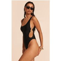 Black O Ring Cut Out Scoop Swimsuit | PrettyLittleThing US