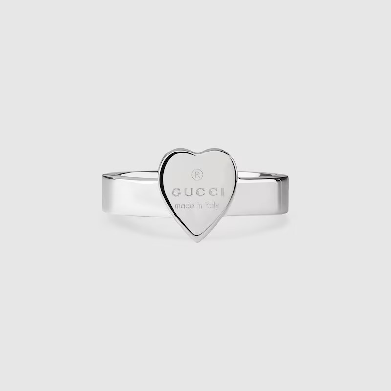 GUCCI Trademark Ring With Heart Pendant, Size 11, Sterling Silver, Sterling Silver | Gucci (US)