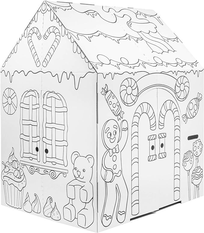 Easy Playhouse Gingerbread House - Kids Art & Craft for Indoor Fun, Color Favorite Holiday Sweets... | Amazon (US)