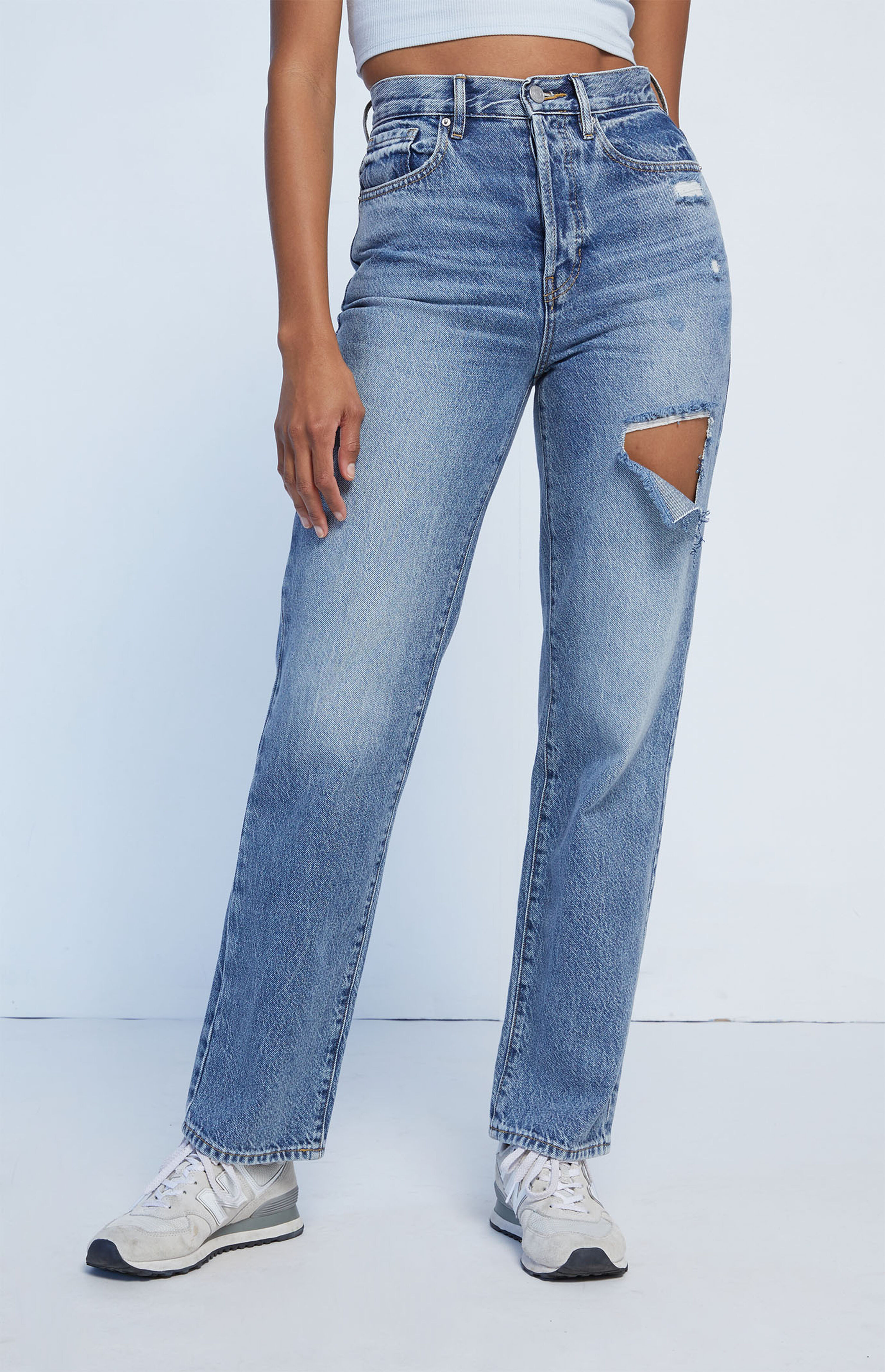 PacSun Eco Dark Blue Ripped Dad Jeans | PacSun | PacSun