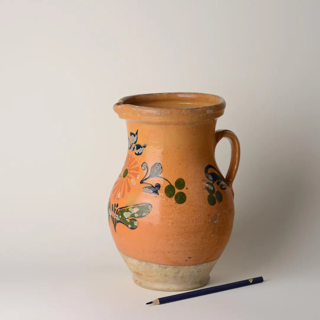 Antique Ukrainian Clay Pitcher | Hand Painted Folk Pottery | Traditional European Ceramic Jug | 8... | Etsy (US)