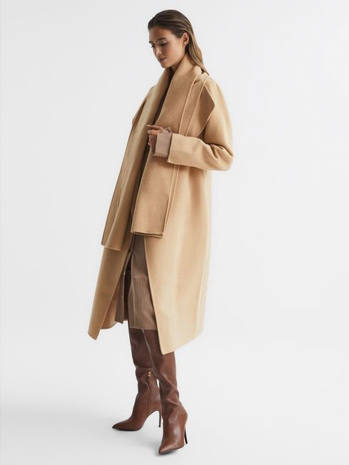Wool Scarf Blindseam Longline Coat | Reiss US