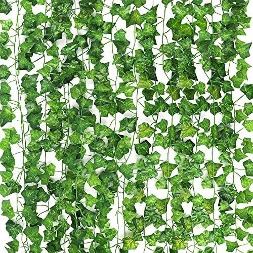 CEWOR 14 Pack 98 Feet Fake Ivy Leaves Artificial Ivy Garland Greenery Garlands Hanging Plant Vine... | Amazon (US)