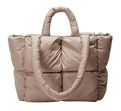 Puffer Tote Bag for Women Quilted Puffy Handbag Light Winter Down Cotton Padded Shoulder Bag Down... | Amazon (US)