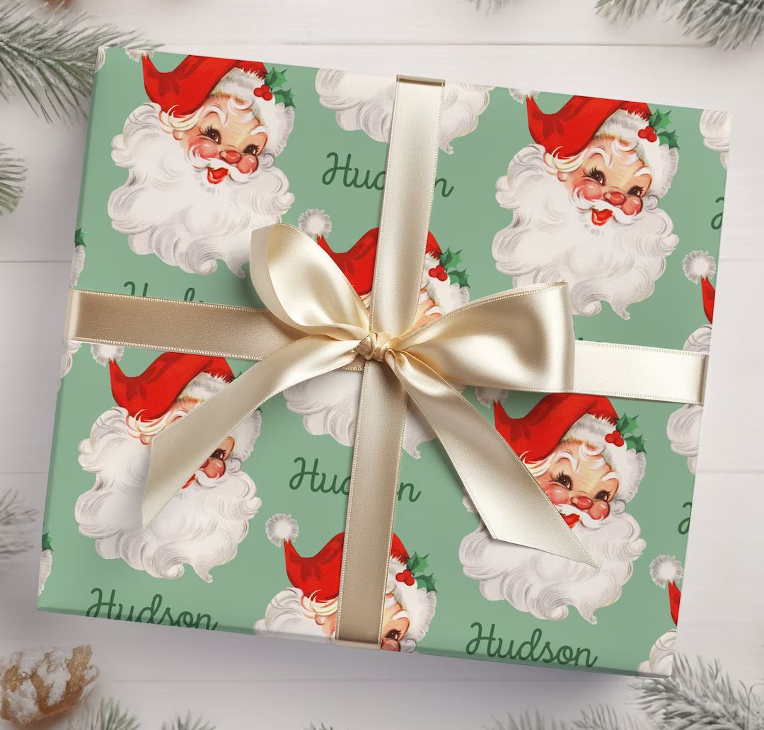 Santa Personalized Christmas Wrapping Paper Personalized - Etsy | Etsy (US)