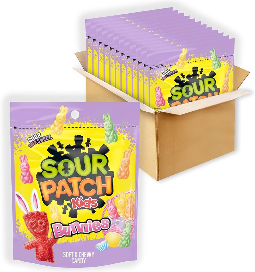 SOUR PATCH KIDS Bunnies Soft & Chewy Easter Candy, Bulk Candy, 12 - 10 oz Bags | Amazon (US)