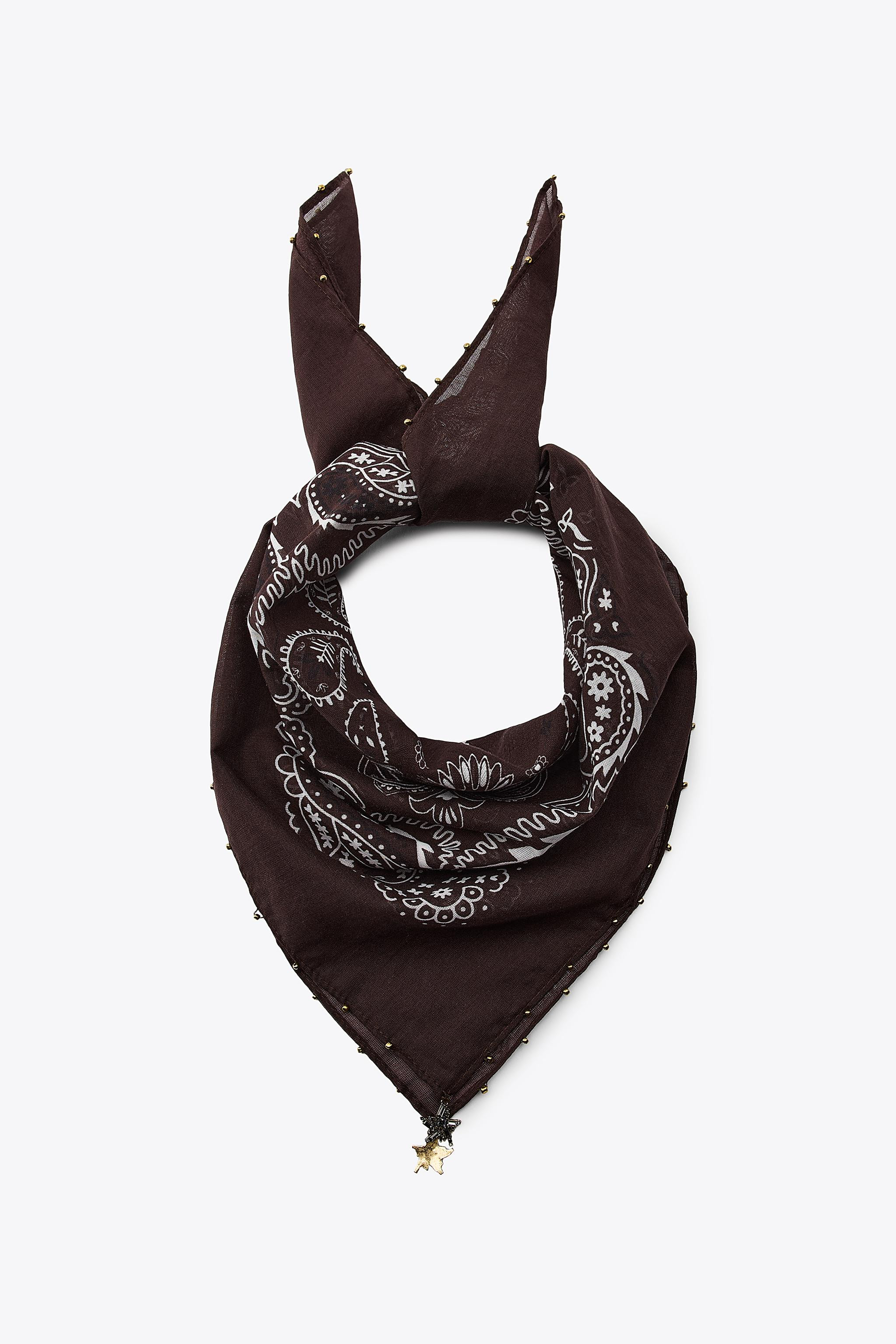 STAR BEADED PRINTED SCARF | Zara US