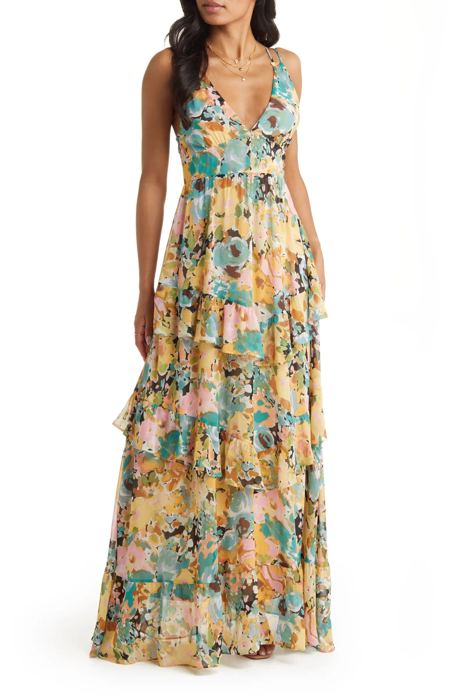 Floral Print Tiered Chiffon Dress | Nordstrom