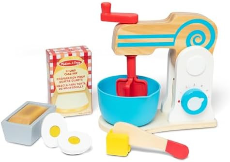 Melissa & Doug Make-a-Cake, 10-Piece Wooden Mixer Set with Play Food & Play Kitchen Accessories, ... | Amazon (US)