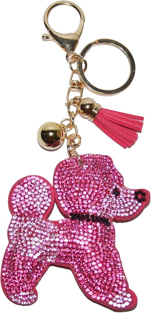 Popfizzy Bling Pink Poodle Keychain for Girls and Women, Rhinestone Poodle Accessories, Dog Bag C... | Amazon (US)