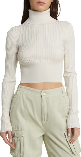 Kyra Rib Turtleneck Crop Sweater | Nordstrom