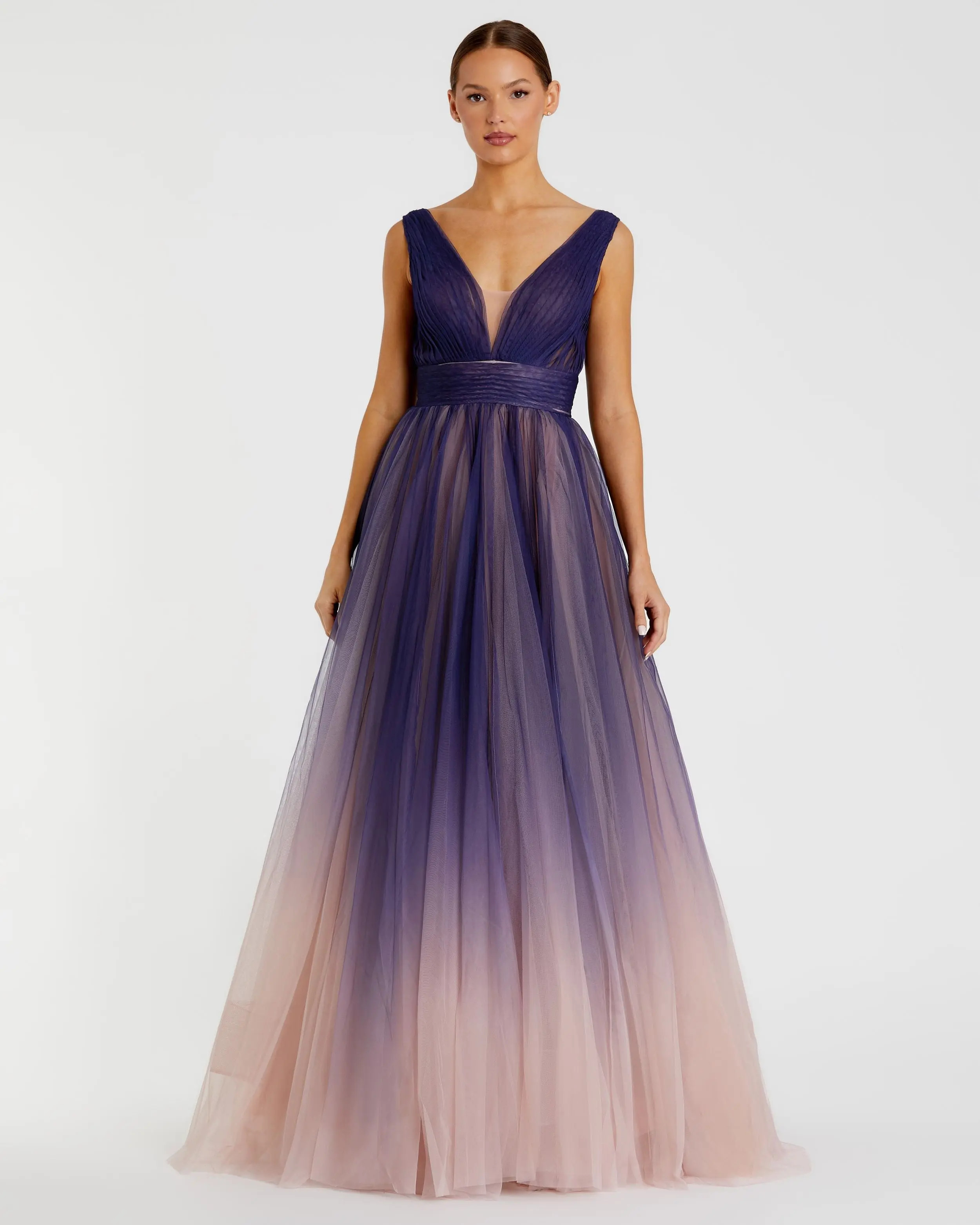 Purple Sleeveless Ombre Tulle Ball Gown | Mac Duggal | Mac Duggal