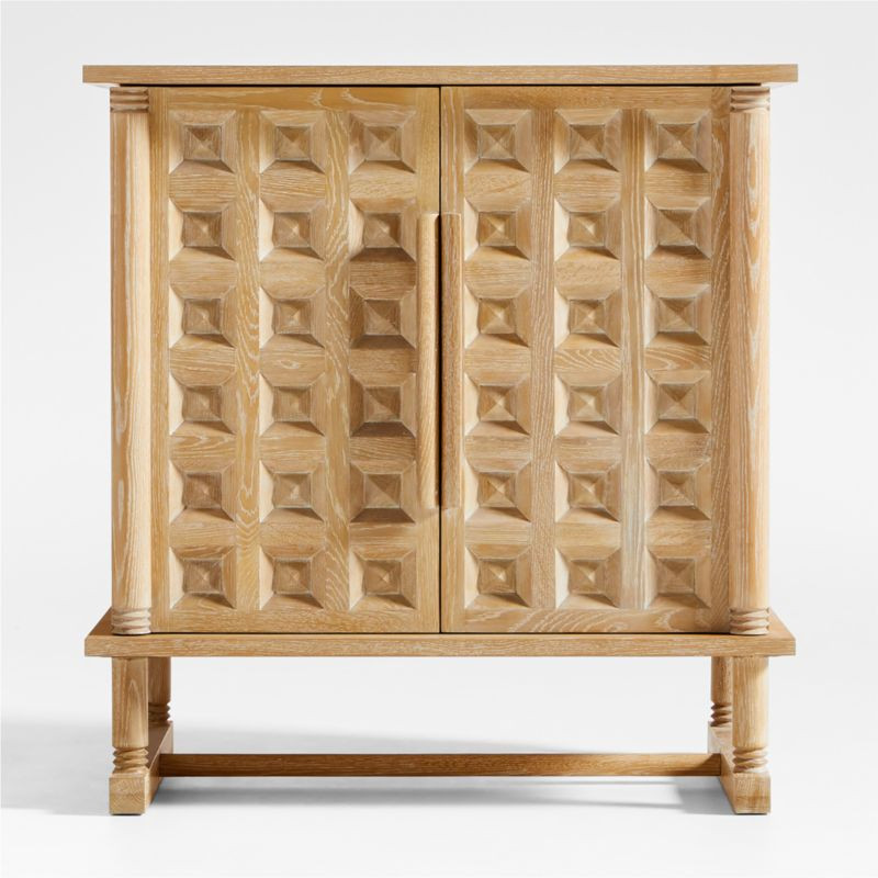 Honore Natural Oak Wood 38" Bar Cabinet by Athena Calderone | Crate & Barrel | Crate & Barrel