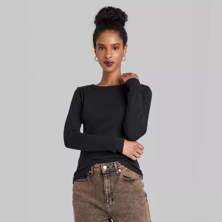 Women's Long Sleeve Fitted T-Shirt - Wild Fable™ | Target