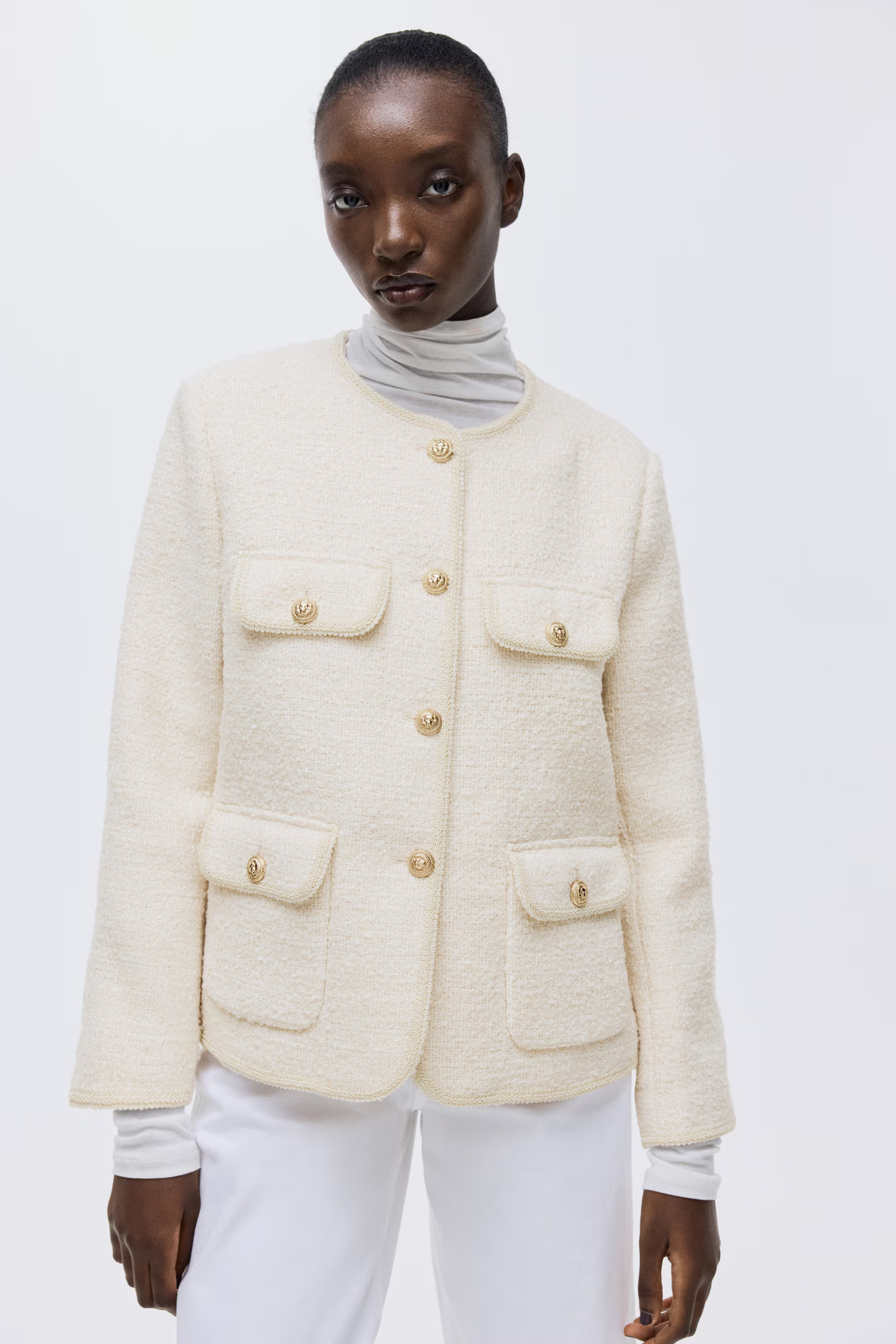 Boucléjacke - Hellbeige - Ladies | H&M AT | H&M (DE, AT, CH, NL, FI)