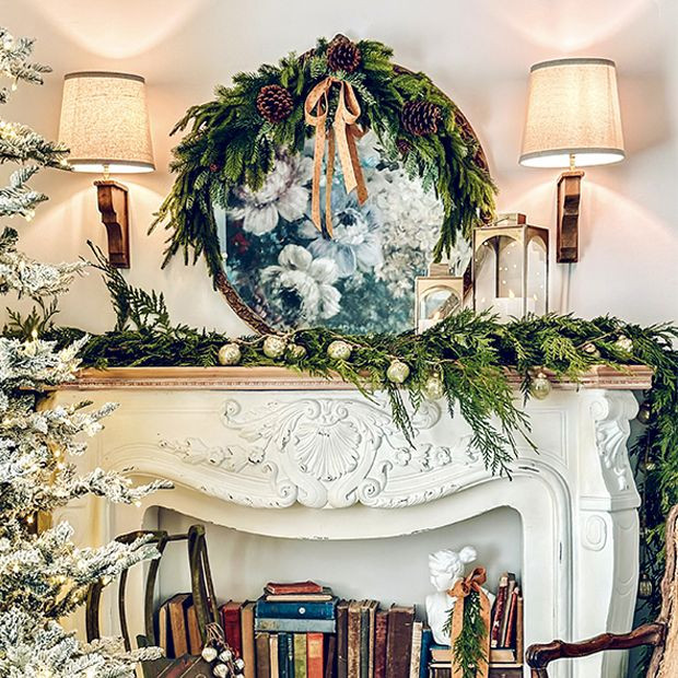 Embossed Mercury Glass Ball Ornament Garland | Antique Farm House