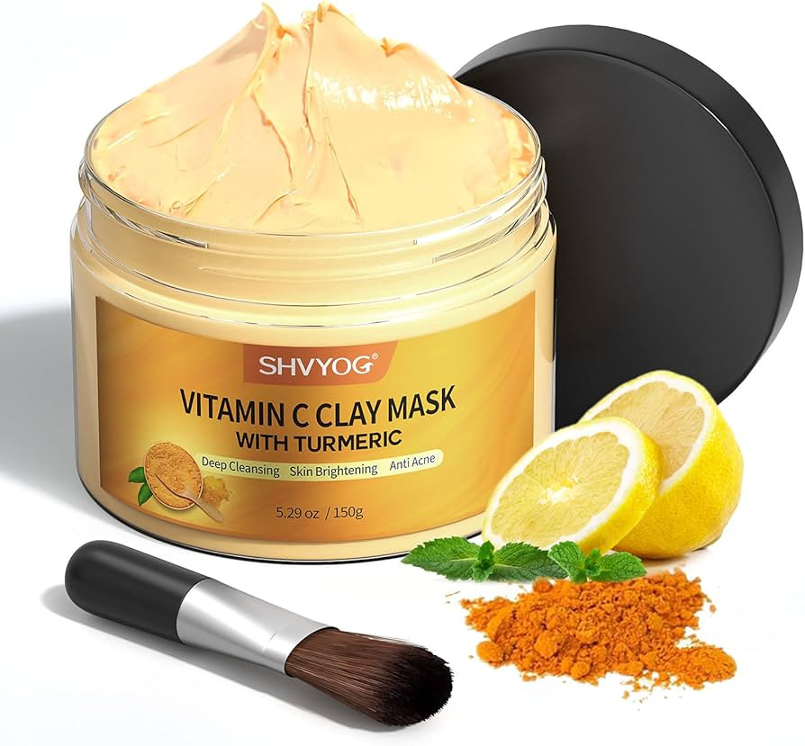 SHVYOG Turmeric Vitamin C Clay Mask, Vitamin C Clay Facial Mask with Kaolin Clay and Turmeric for... | Amazon (US)
