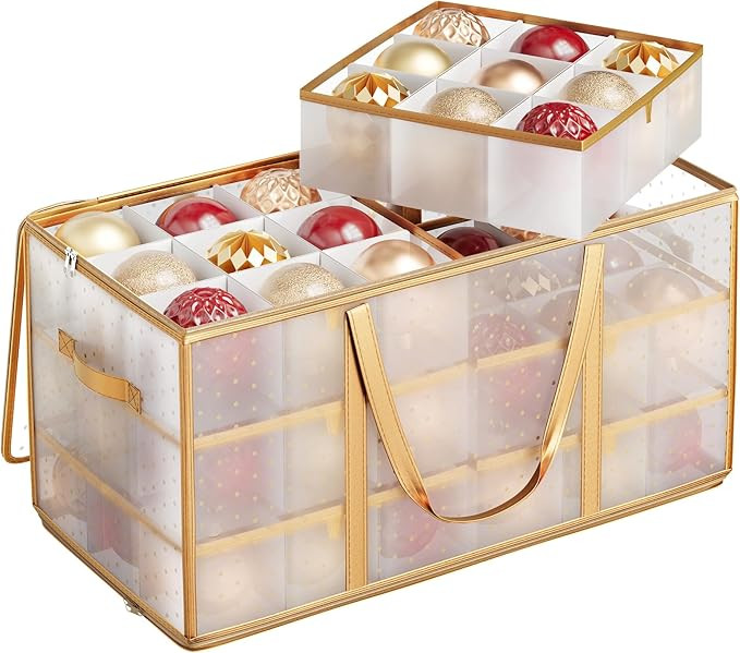 SONGMICS Large Christmas Decoration Storage Box, 4-Inch 54 Slots, Plastic Christmas Bauble Storag... | Amazon (US)