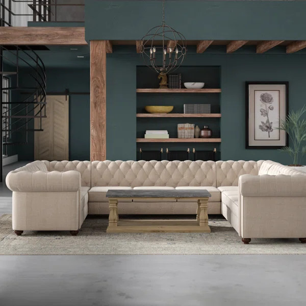 Quitaque 135" Wide Linen Right Hand Facing Sectional | Wayfair North America