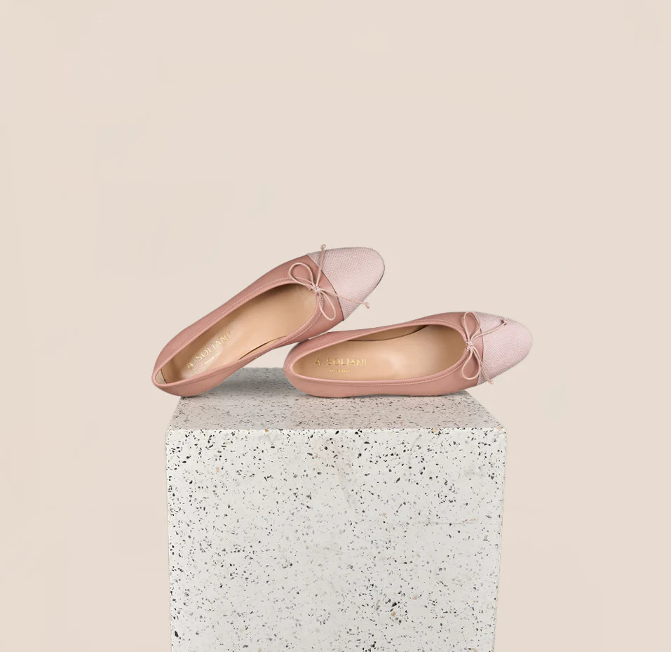 Como Italian Leather Ballet Flat in Deep Blush/Dotted Rose | A. Soliani | A.Soliani