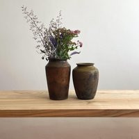 Ancient Clay Pot, Antique Vessel, Vintage Brown Clay Vase, Handmade Pottery, Rustic Dark Ceramic, Eco-Friendly Decor, Hand-Made | Etsy (US)