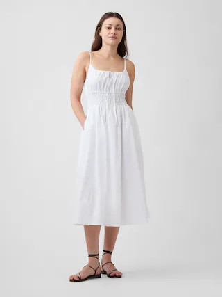 Smocked Tie-Front Midi Dress | Gap Factory