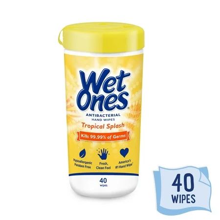 Wet Ones Antibacterial Hand Wipes Canister, Tropical Splash, 40 Ct | Walmart Online Grocery