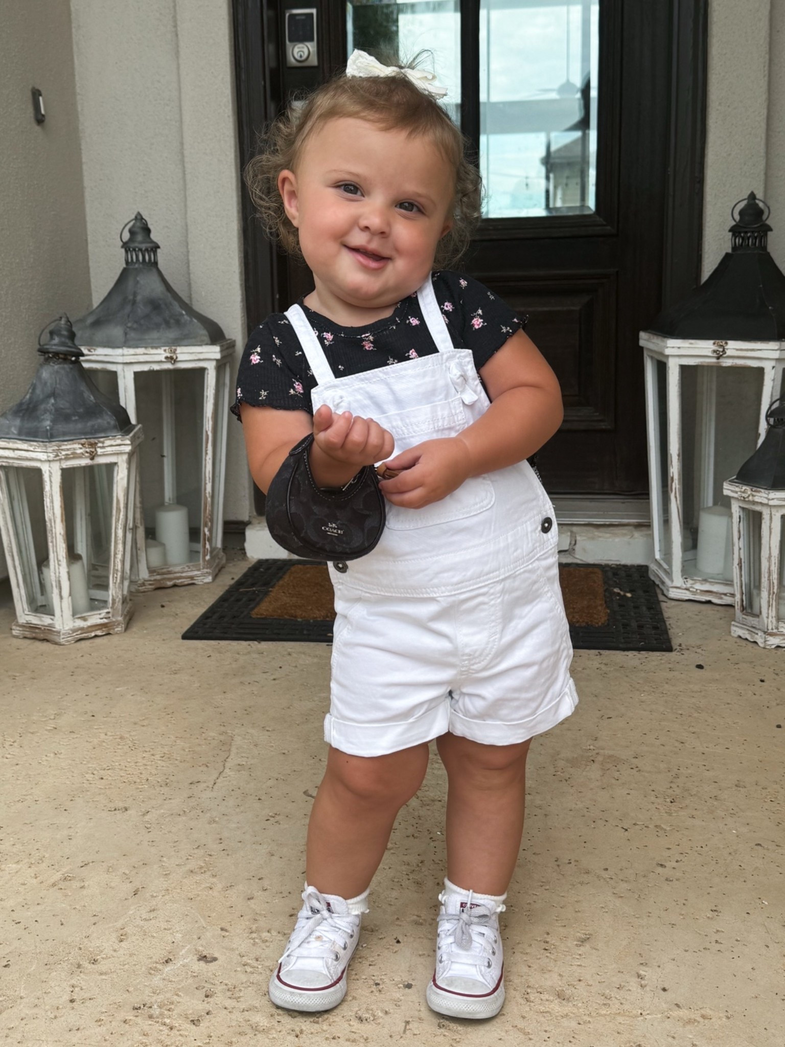 Cru’s one summer outfit is linked here! Her mini Carmen bag keychain is unfortunately sold out, but I linked the full-size bag.

Toddler girl outfits, toddler overalls, Levi toddler outfit, Amazon toddler girl outfits, Amazon kid finds, girl outfits, back to school, outfits for little girls, summer outfits for girls, toddler summer outfits,