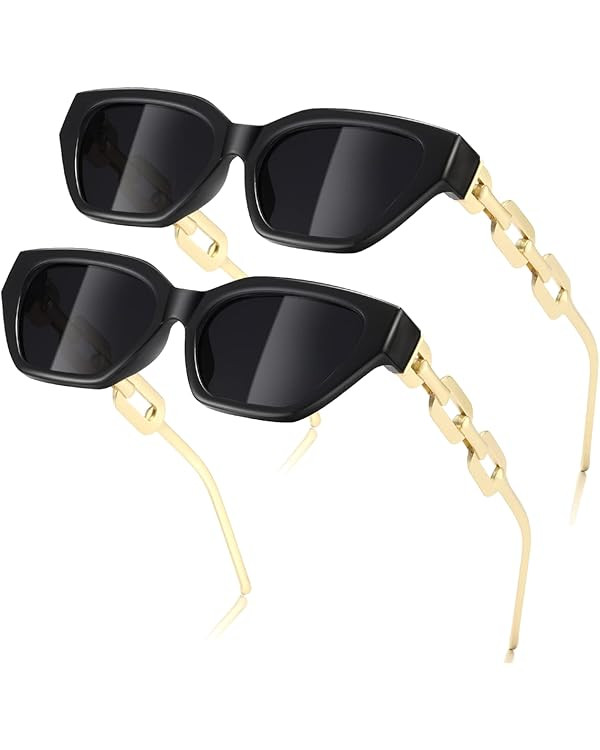 Square Sunglasses for Women Men trendy Trendy Sunnies Black White Drive Fashion UV Protection | Amazon (US)