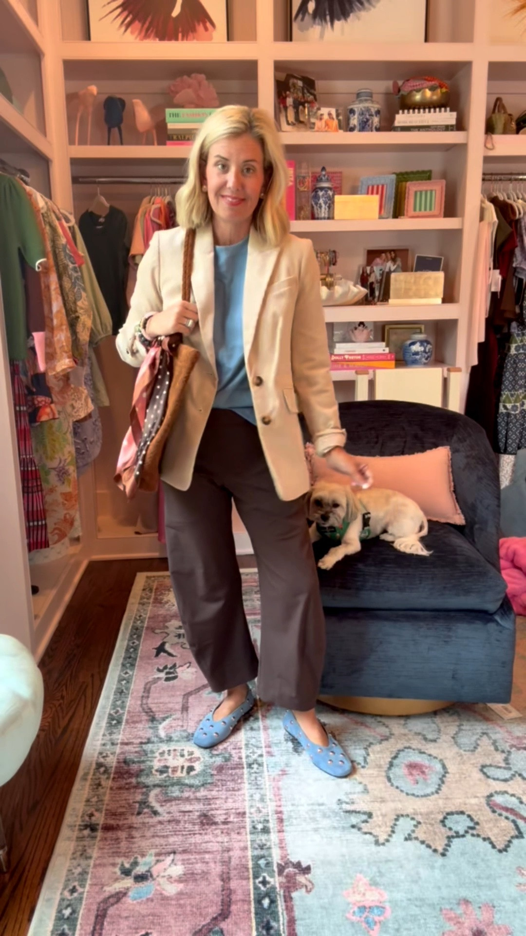 Work from home look! 
Tee - small petite
Blazer - 2R
Pants - 4P
Flats - 7.5 (sized 1/2 down)

*Code LABOR at Boden 
*Code Catherine20 at Allie + Bess