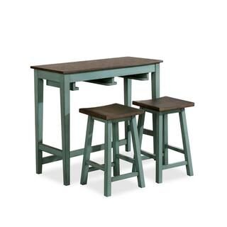 Furniture of America Reggish 3-Piece Antique Teal Counter Dining Table Set IDF3475GRPT3PK - The H... | The Home Depot
