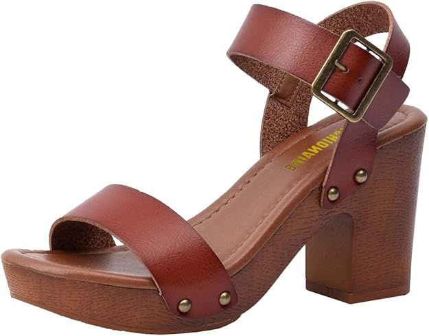 CUSHIONAIRE Women's Sydney Faux Wood Sandal +LiteSole Technology, Wide Widths Available | Amazon (US)