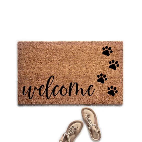 Welcome Pawprint Doormat Dog Welcome Mat Gift for Dog Lover - Etsy | Etsy (US)