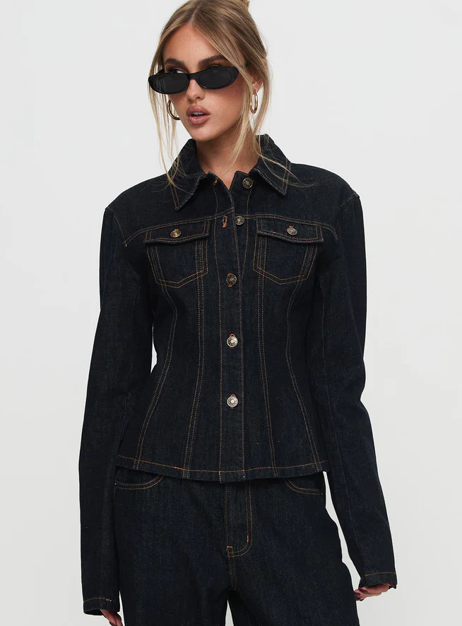 Rider Denim Jacket Dark Denim | Princess Polly US