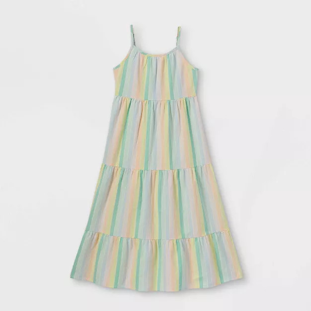 Girls' Tiered Sleeveless Woven Maxi Dress - Cat & Jack™ | Target