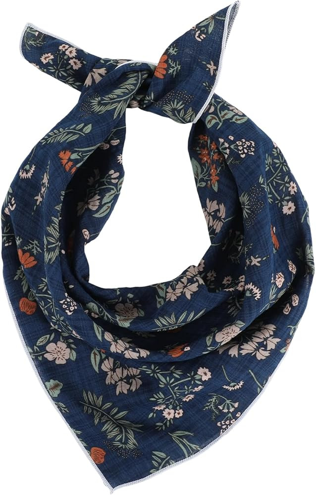 Ymapinc 22x23 inch Square Floral Bandanas for Women - Navy Blue Cotton Head Scarf, Soft Headband ... | Amazon (US)