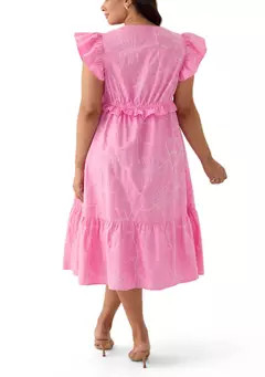 Crown & Ivy™ Plus Size Flutter Sleeve V-Neck Dress | Belk