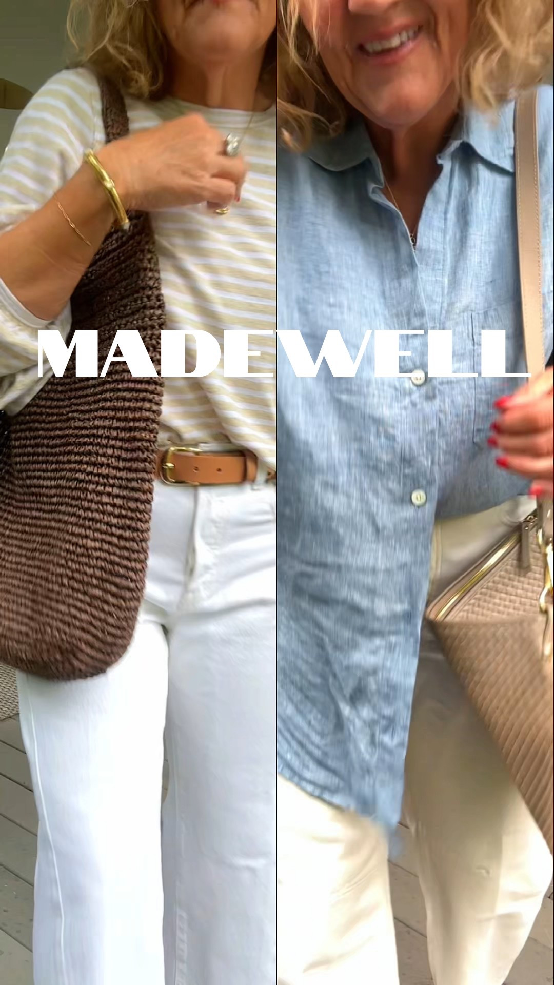 Use code LTK20 for 20% off your order through May 19 Two different barrel jeans from Madewell. The bright white pair on the left is called the piece barrel Jean. Feels more like a wide leg Jean than a barrel.

On the right is the darted barrel Jean. In my opinion, this is the perfect barrel Jean. It’s not overly dramatic, but it’s enough to tell that it’s the trending barrel Jean. 

In both jeans, I size down to a 28 petite

Tops are also by Madewell I’m wearing a size medium 

#LTKOver40 #LTKSaleAlert #LTKxMadewell