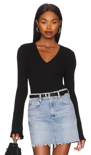 Anni V Neck Top in Black | Revolve Clothing (Global)