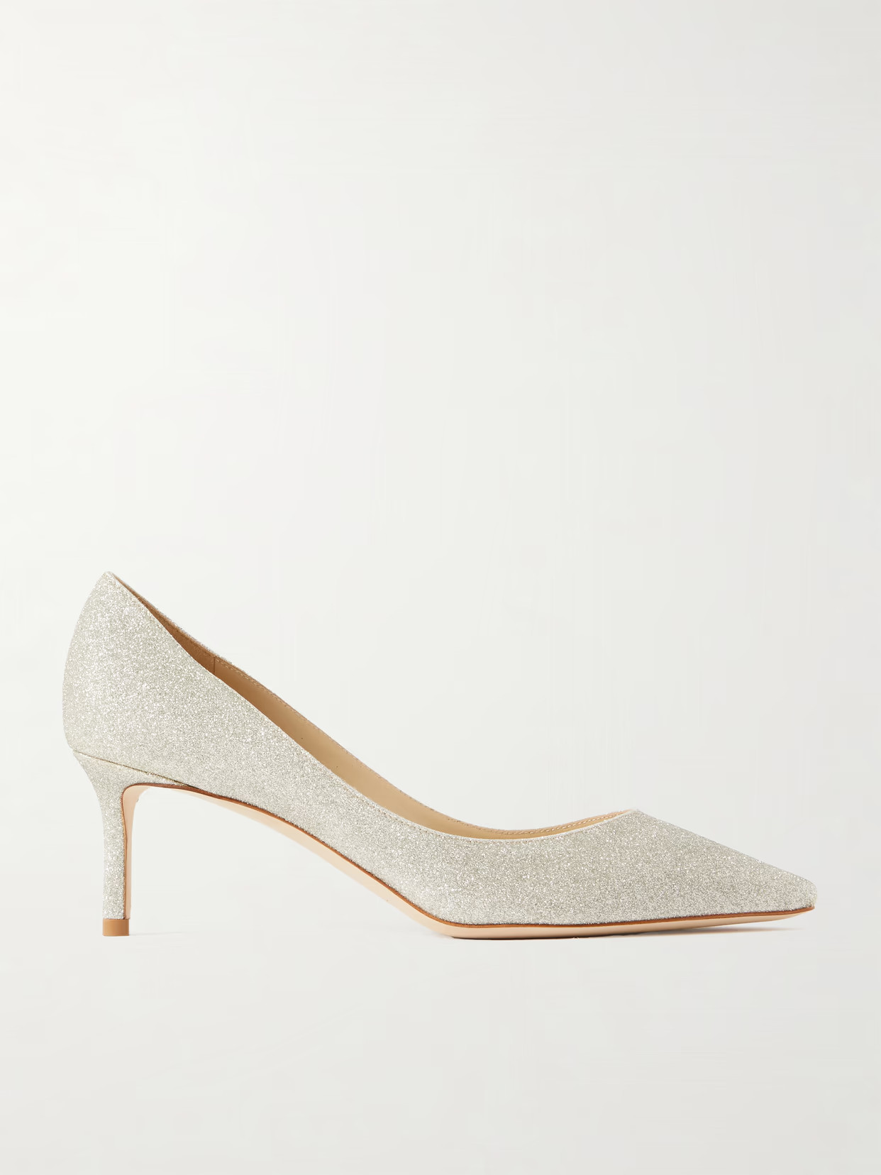 Jimmy Choo - Romy 60 Glittered Leather Pumps - Off-white | NET-A-PORTER (US)
