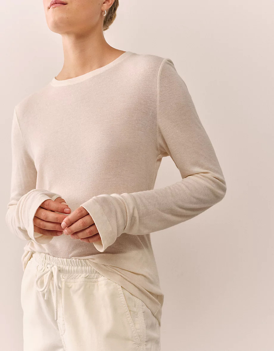 Longline Ribbed Layering Jersey Top | The White Company UK & ROW