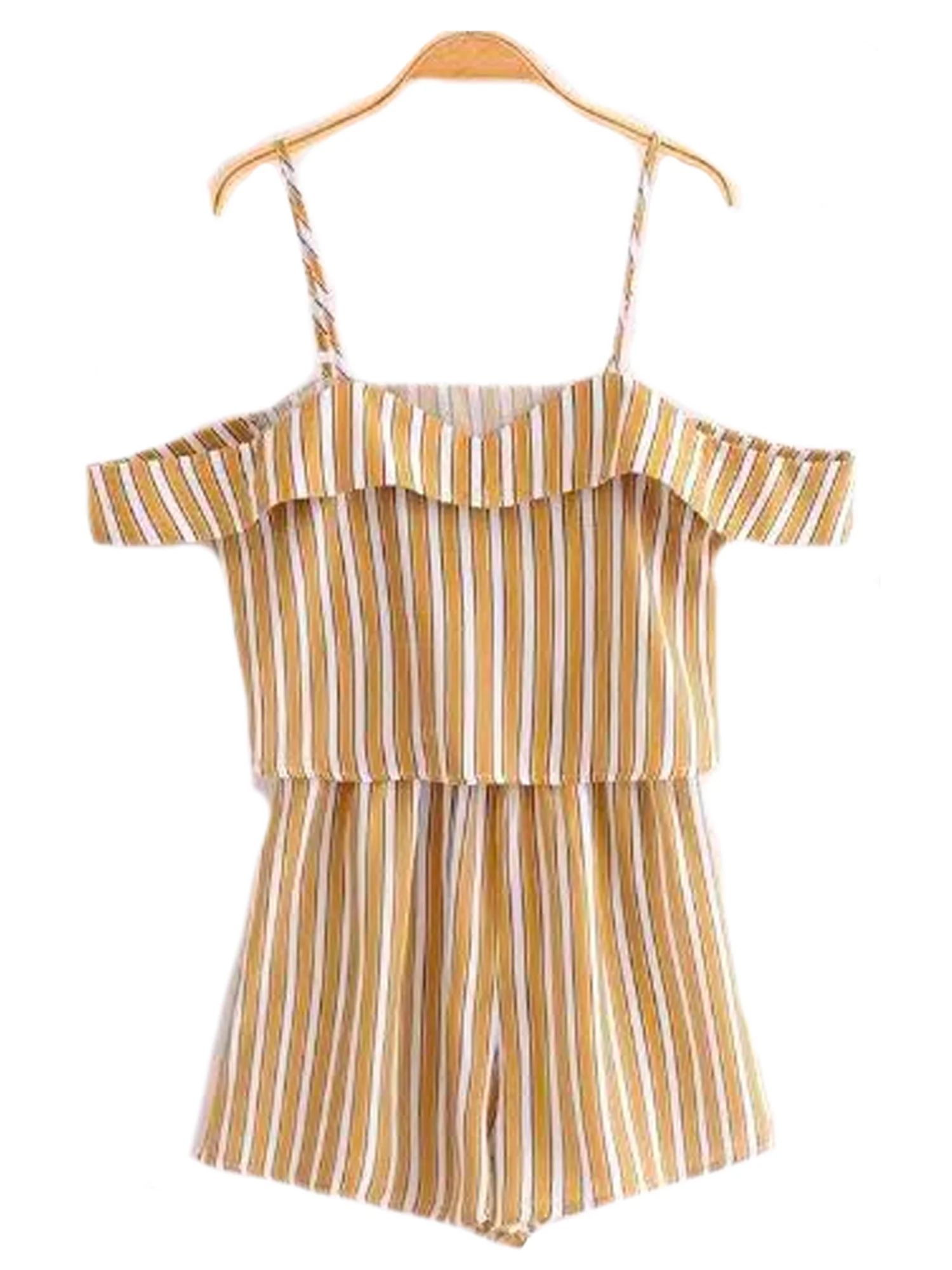 'Karisa' Ruffle Striped Romper | Goodnight Macaroon