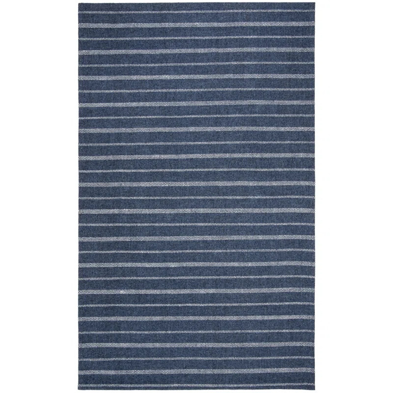 Lauren Ralph Lauren Miles Stripe Hand Woven, Wool, Viscose, Silver Area Rug | Wayfair North America