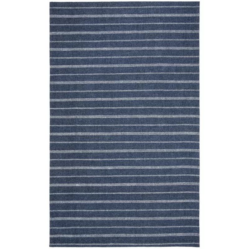 Lauren Ralph Lauren Miles Stripe Hand Woven, Wool, Viscose, Silver Area Rug | Wayfair North America