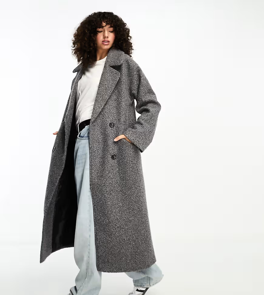 ASOS DESIGN Tall oversized chuck on coat in charcoal boucle-Grey | ASOS (Global)