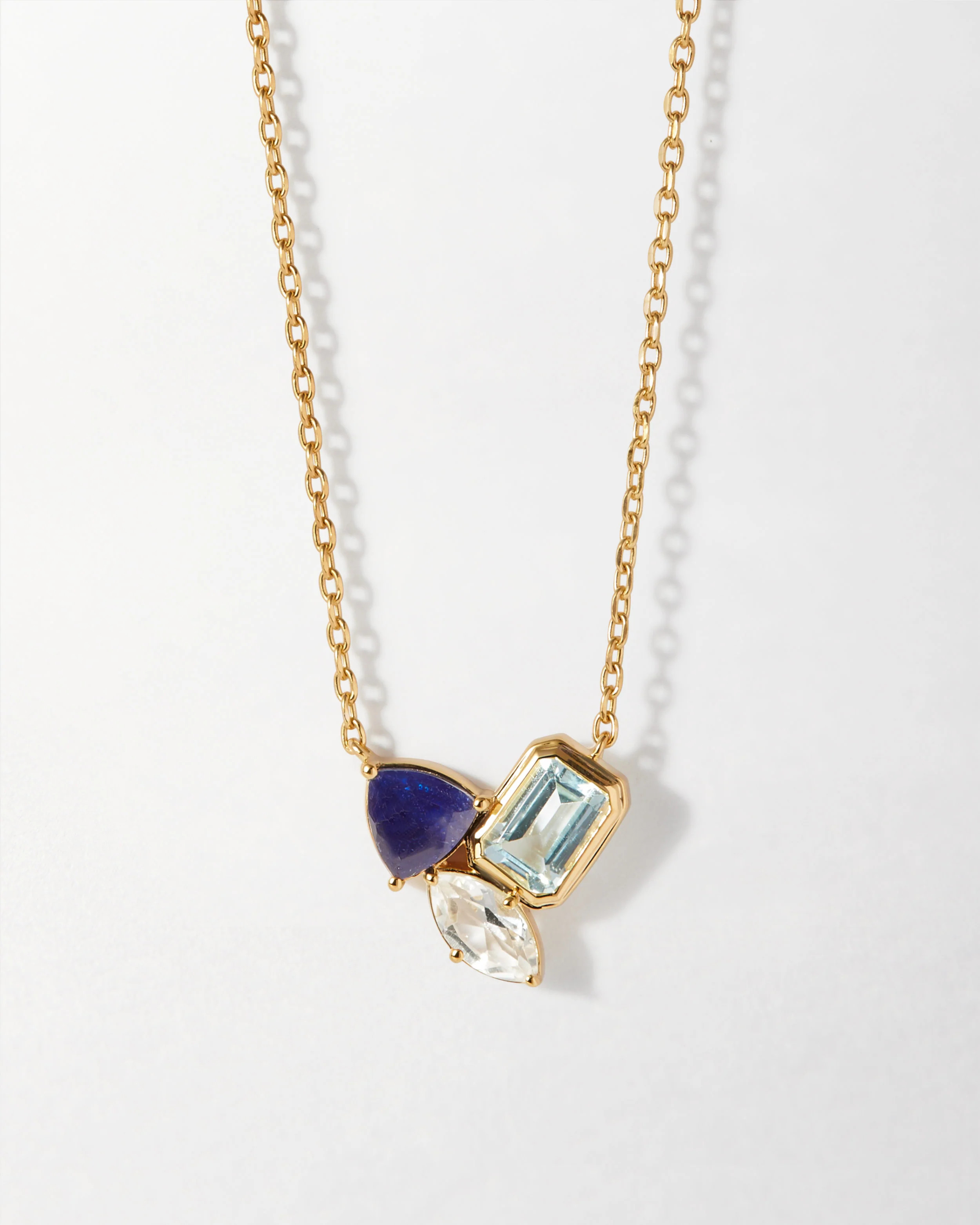 Trinity Customised Gemstone Necklace | 18k Gold Plated Sterling Silver | EDGE of EMBER Ltd