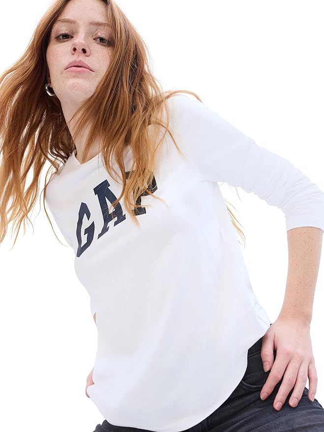 GAP Women's 2-Pack Long Sleeve Logo Tee T-Shirt | Amazon (US)