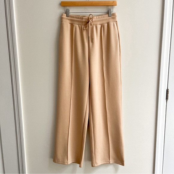 [boutique] tailored high waisted wide leg drawstring soft lounge pants tan S | Poshmark